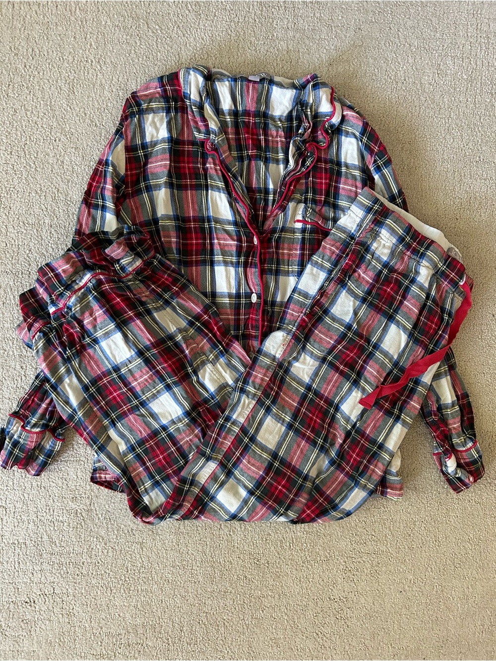 J. crew tartan plaid matching pajama set Christmas holiday medium